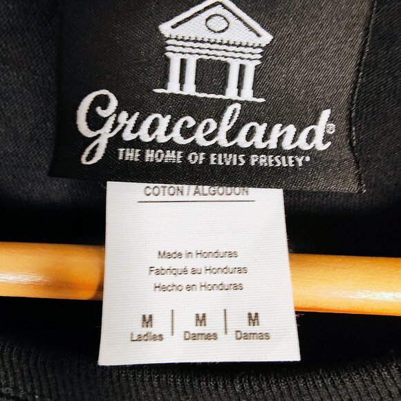 Graceland Women's Medium Elvis Presley Las Vegas Rhinestones T-Shirt NWOT - Picture 5 of 9